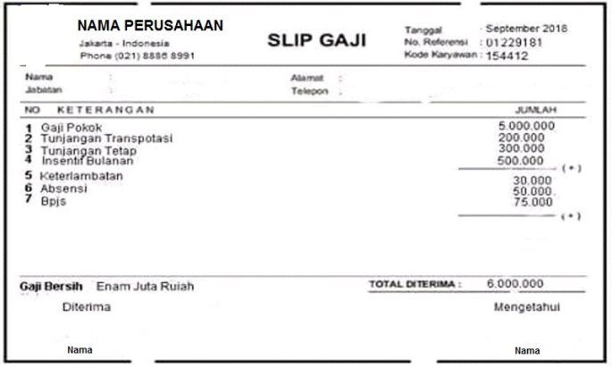 Detail Contoh Slip Gaji Karyawan 2019 Nomer 8