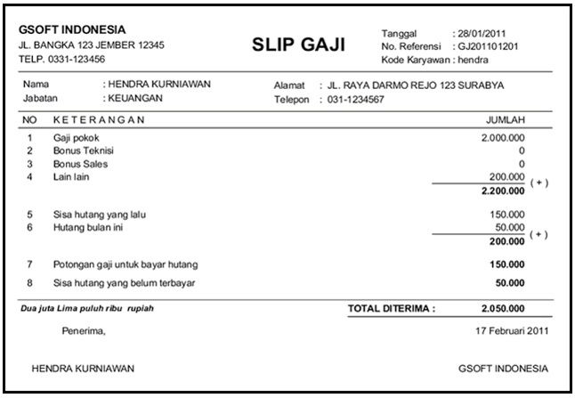 Detail Contoh Slip Gaji Karyawan Nomer 8