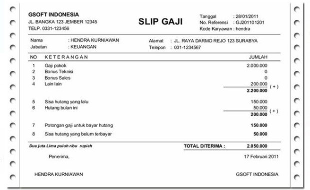 Detail Contoh Slip Gaji Karyawan Nomer 9