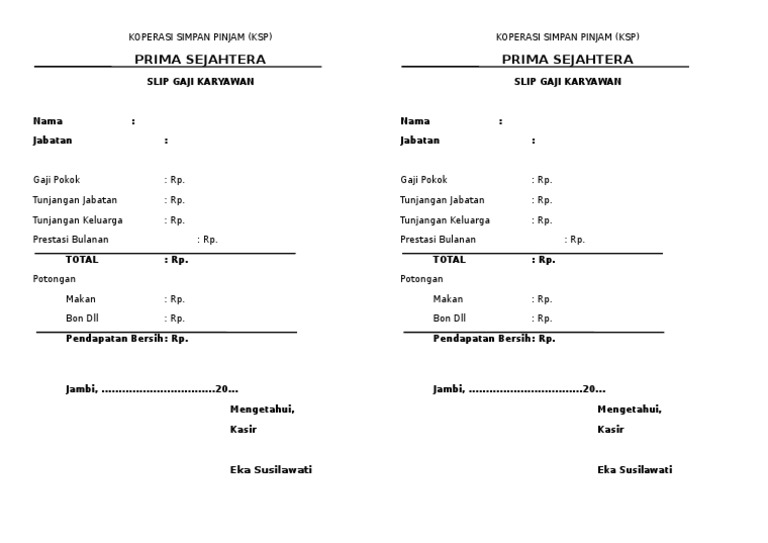 Detail Contoh Slip Gaji Karyawan Koperasi Simpan Pinjam Nomer 3