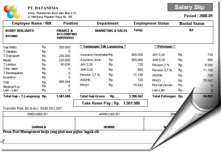 Detail Contoh Slip Gaji Pegawai Pln Nomer 15