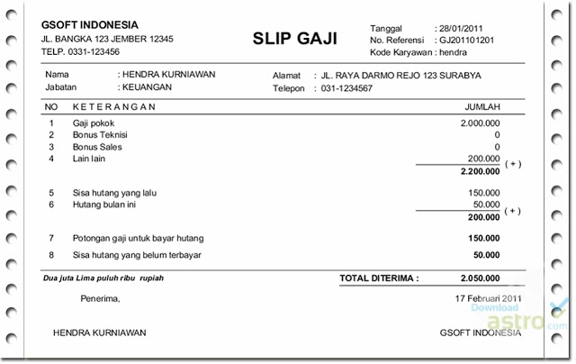 Detail Contoh Slip Gaji Pegawai Pln Nomer 37