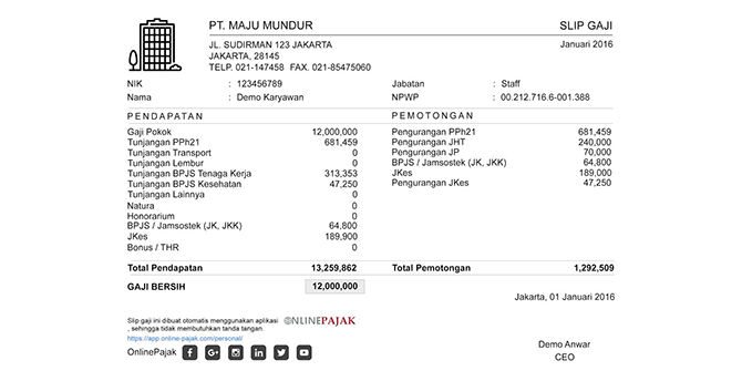 Detail Contoh Slip Gaji Pegawai Pln Nomer 7