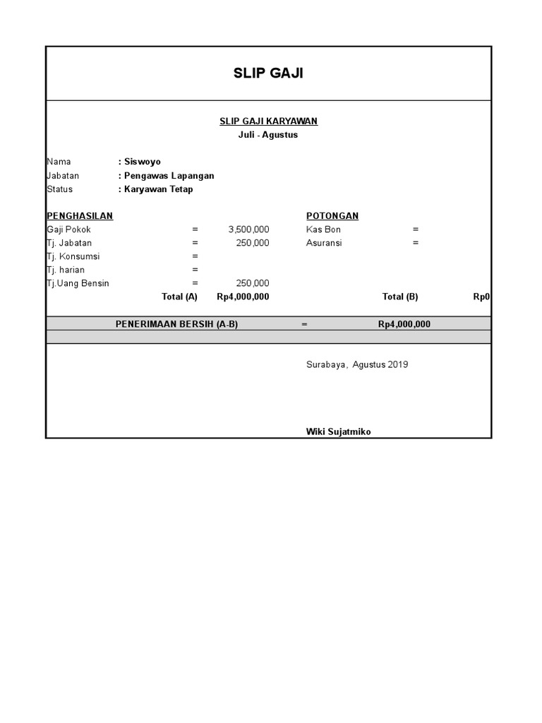 Detail Contoh Slip Gaji Perusahaan Nomer 50