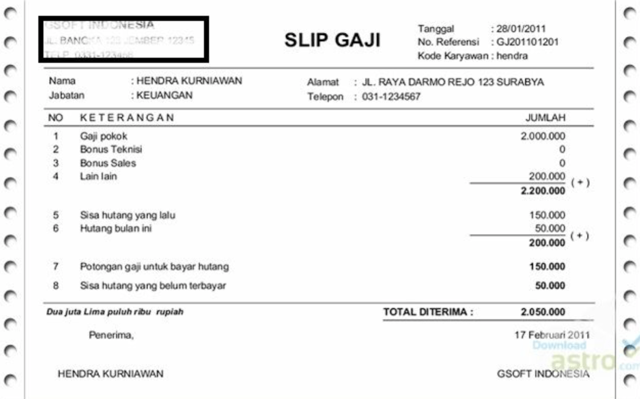 Detail Contoh Slip Gaji Pt Nomer 19