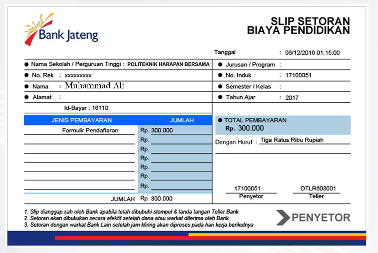 Detail Contoh Slip Pembayaran Kuliah Nomer 34