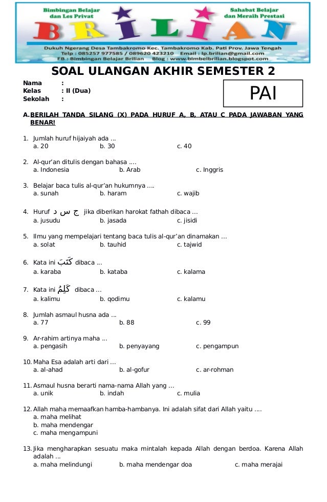 Detail Contoh Soal Agama Kelas 1 Sd Nomer 30