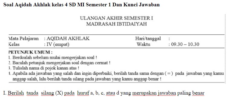 Detail Contoh Soal Akidah Akhlak Nomer 23