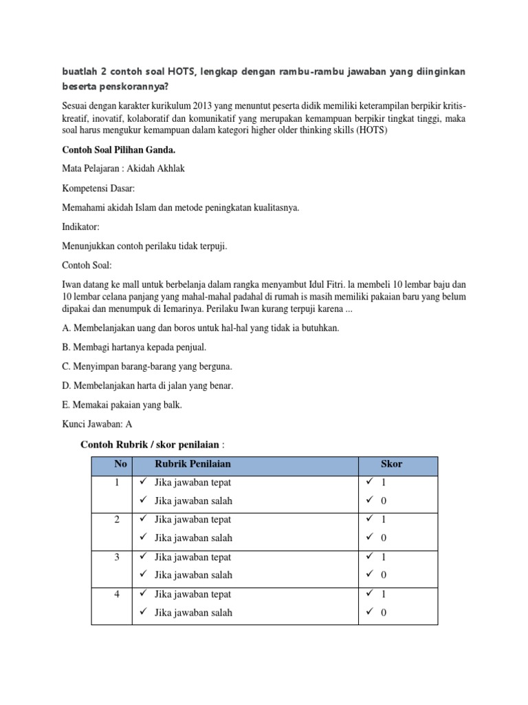 Detail Contoh Soal Akidah Akhlak Nomer 43