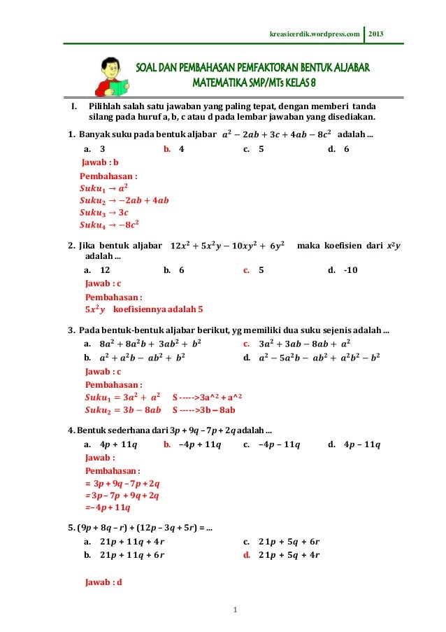 Detail Contoh Soal Aljabar Nomer 35