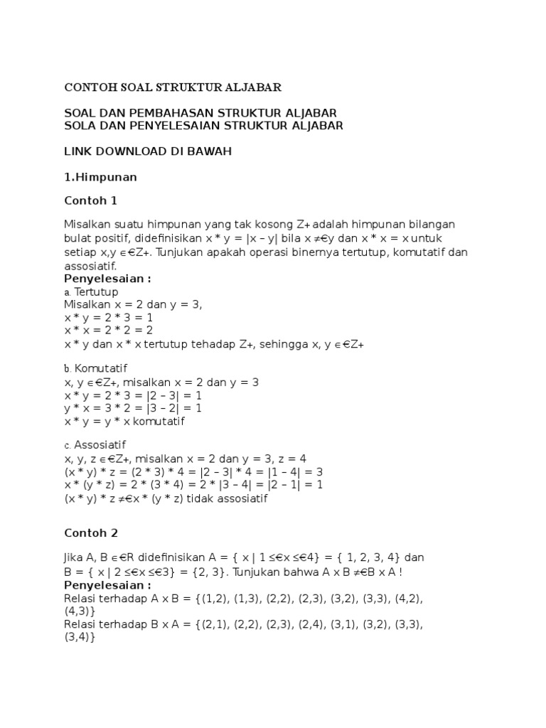 Detail Contoh Soal Aljabar Nomer 48