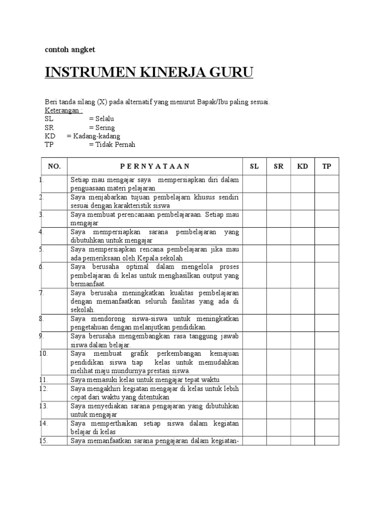 Detail Contoh Soal Angket Nomer 22