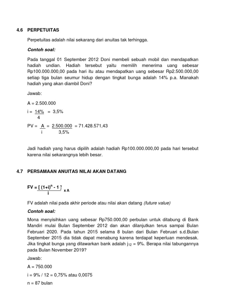 Detail Contoh Soal Anuitas Manajemen Keuangan Nomer 7