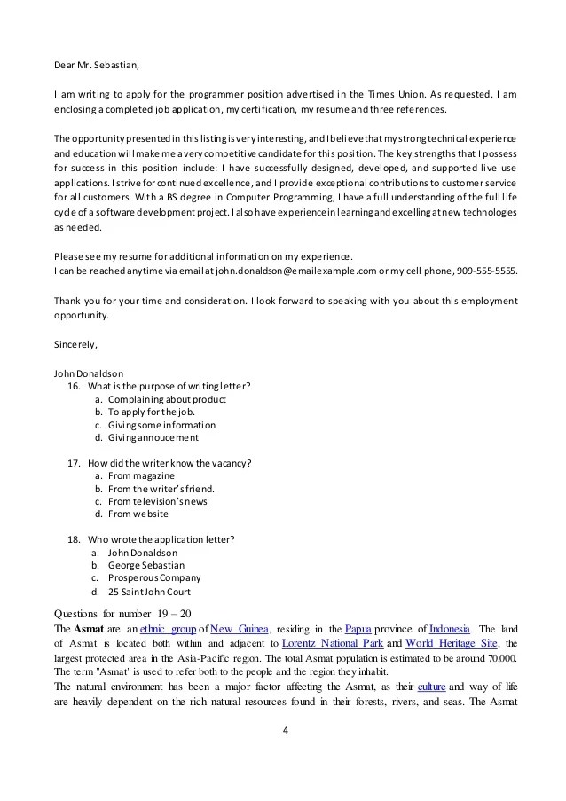 soal essay application letter kelas xii