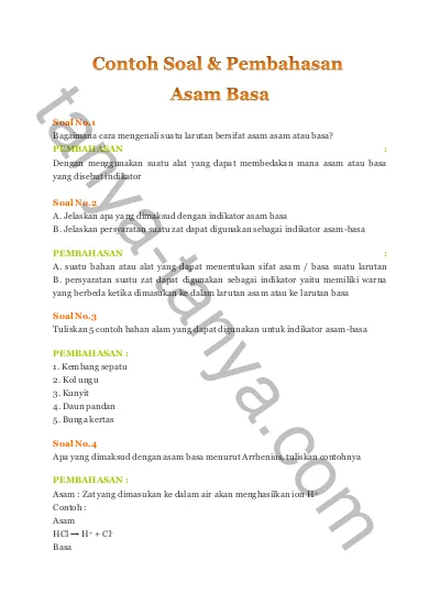 Detail Contoh Soal Asam Basa Nomer 14