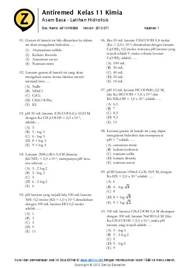 Detail Contoh Soal Asam Basa Nomer 15