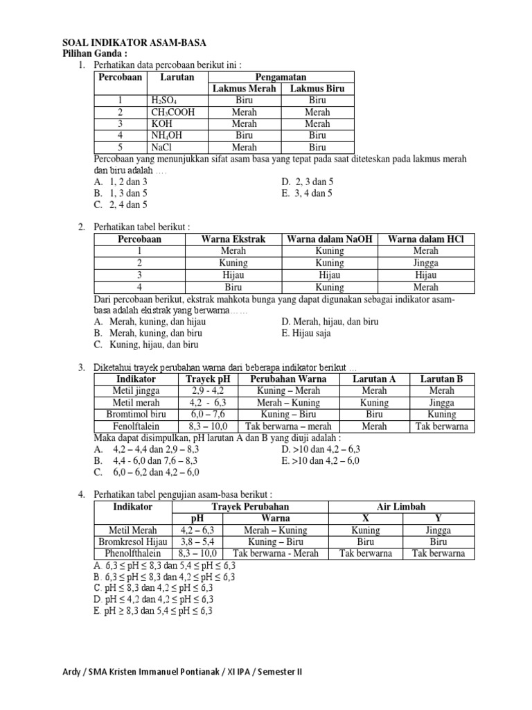 Detail Contoh Soal Asam Basa Nomer 49