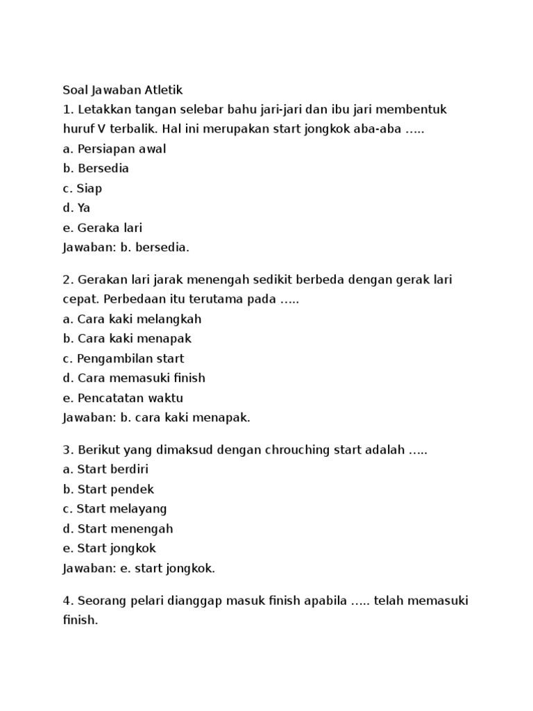 Contoh Soal Atletik - KibrisPDR