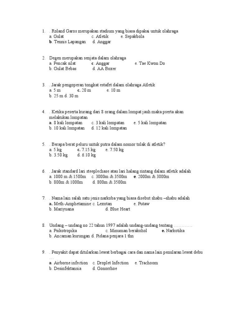 Detail Contoh Soal Atletik Nomer 5