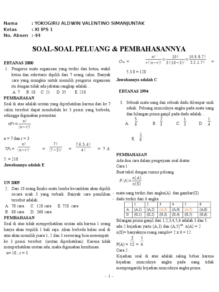 Detail Contoh Soal Aturan Penjumlahan Nomer 53