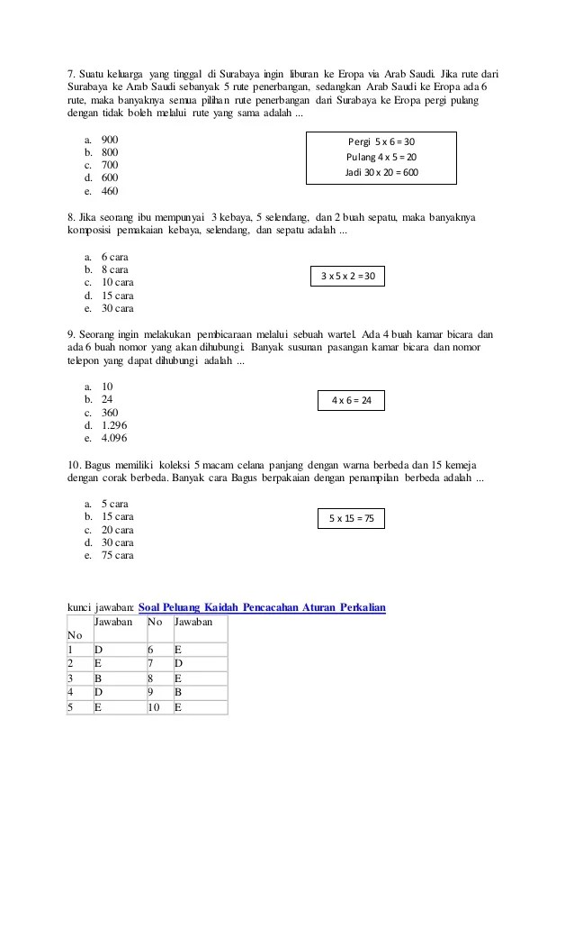 Detail Contoh Soal Aturan Penjumlahan Nomer 9