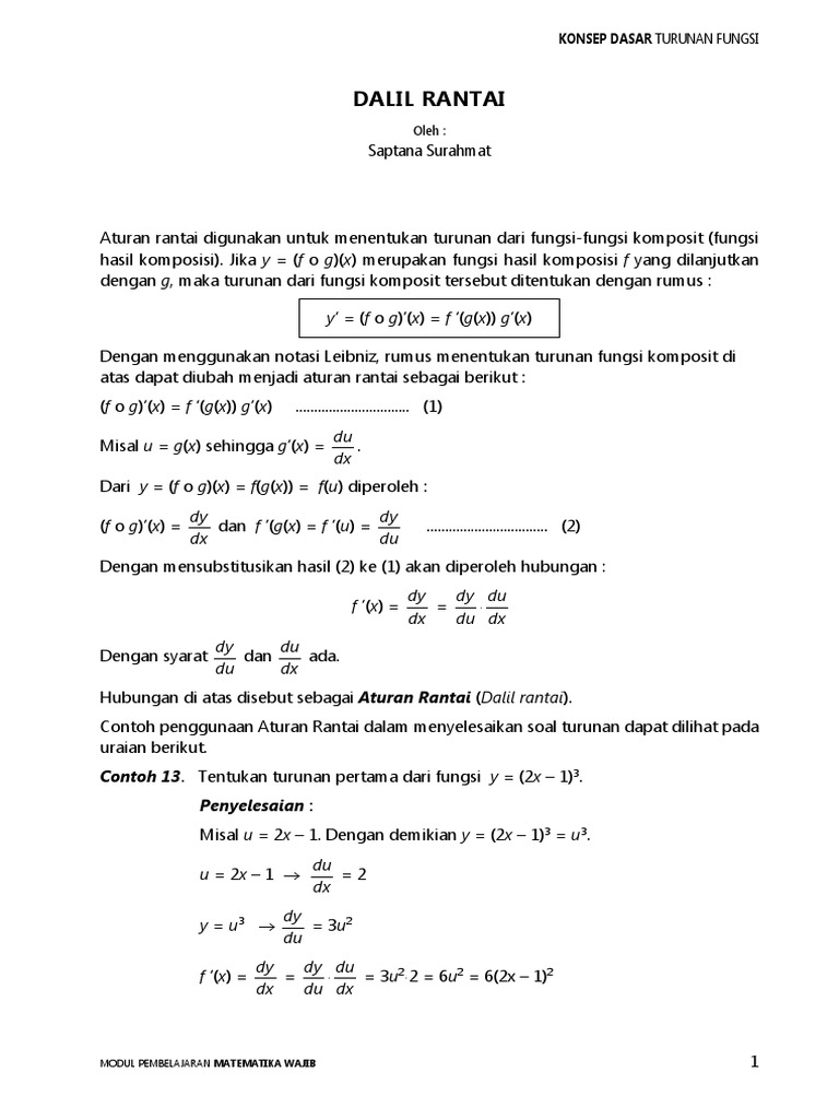 Detail Contoh Soal Aturan Rantai Nomer 33