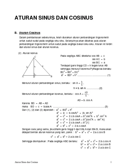 Detail Contoh Soal Aturan Sinus Dan Cosinus Nomer 40