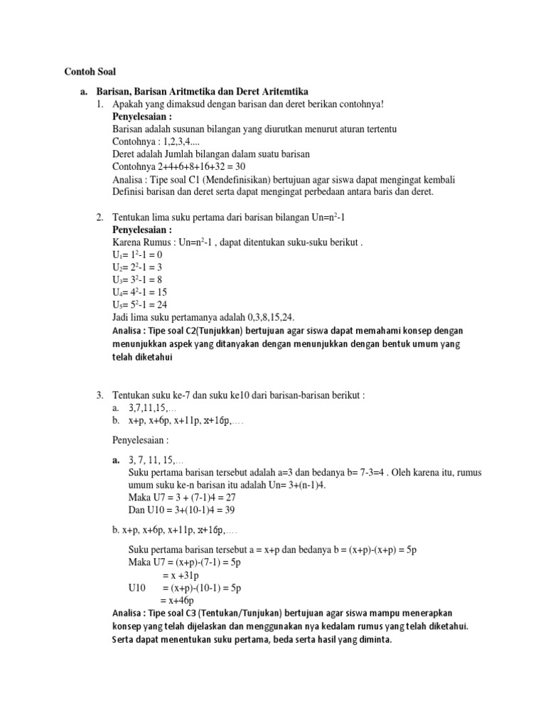 Detail Contoh Soal Baris Dan Deret Nomer 35
