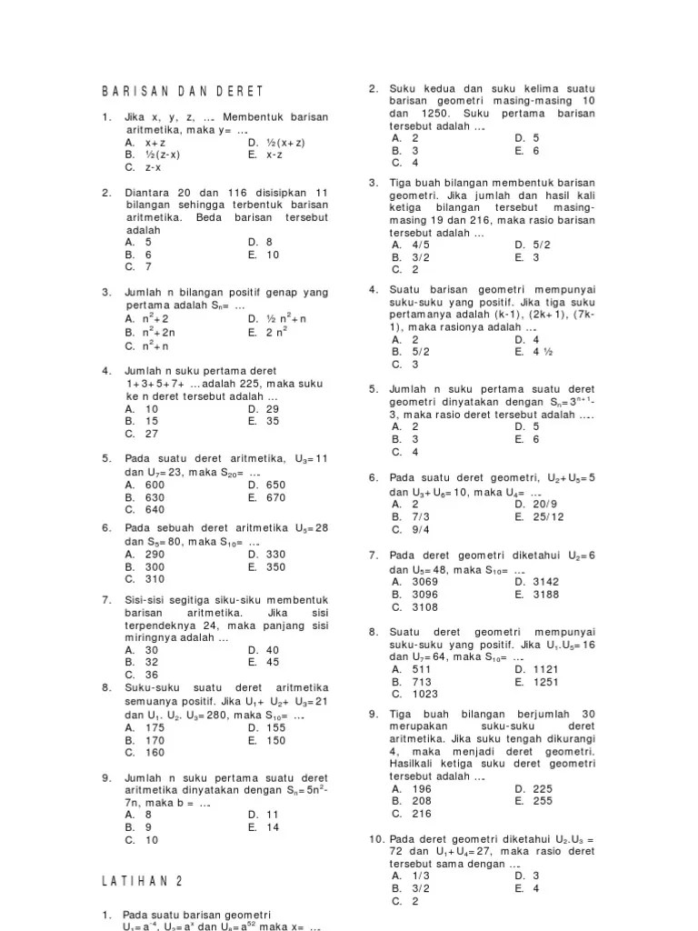 Detail Contoh Soal Barisan Dan Deret Kelas 11 Nomer 26
