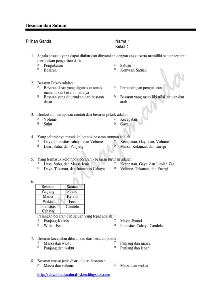 Detail Contoh Soal Besaran Turunan Nomer 16