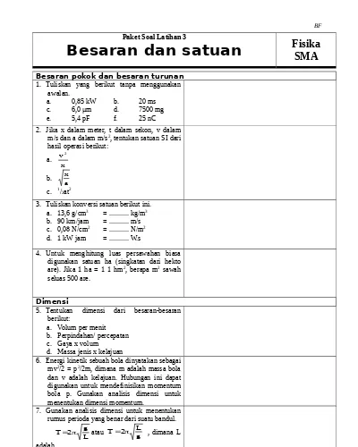 Detail Contoh Soal Besaran Turunan Nomer 20