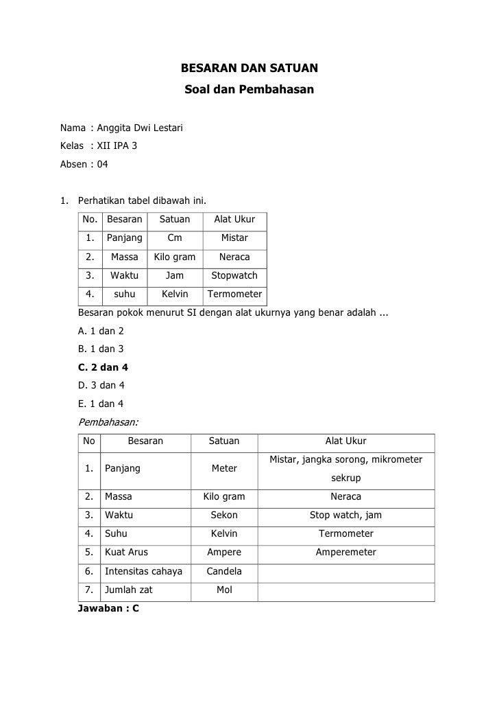 Detail Contoh Soal Besaran Turunan Nomer 25