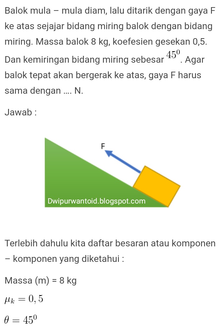 Detail Contoh Soal Bidang Miring Nomer 33