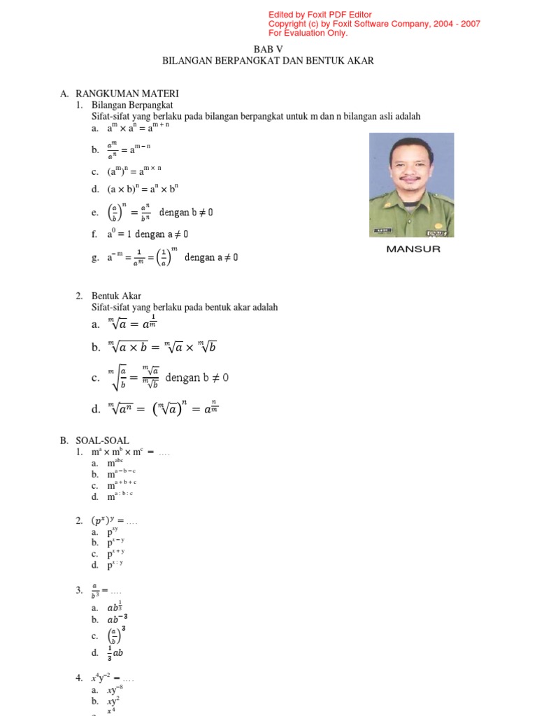 Detail Contoh Soal Bilangan Berpangkat Kelas 9 Nomer 9