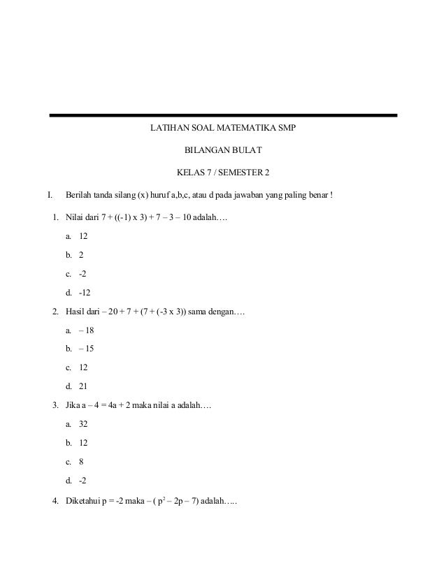 Detail Contoh Soal Bilangan Bulat Nomer 11