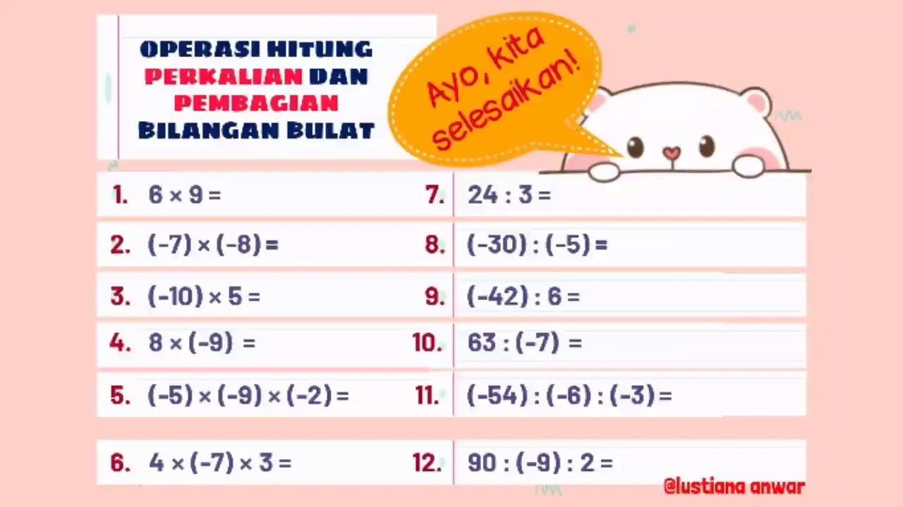 Detail Contoh Soal Bilangan Bulat Nomer 21