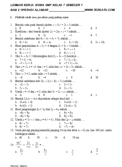 Detail Contoh Soal Bilangan Bulat Kelas 7 Nomer 8