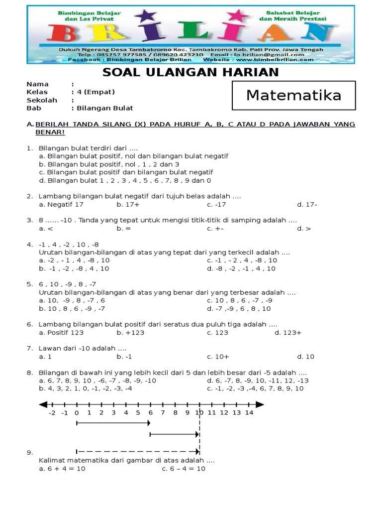 Detail Contoh Soal Bilangan Bulat Positif Dan Negatif Kelas 6 Nomer 15