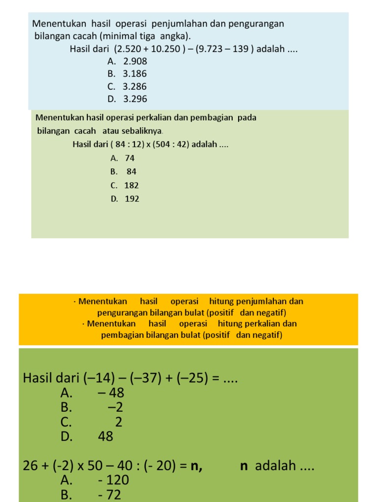 Detail Contoh Soal Bilangan Bulat Positif Dan Negatif Kelas 6 Nomer 29