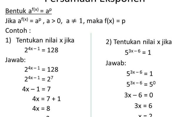 Detail Contoh Soal Bilangan Eksponen Nomer 6