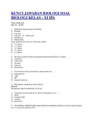 Detail Contoh Soal Biologi Kelas 11 Semester 2 Nomer 6