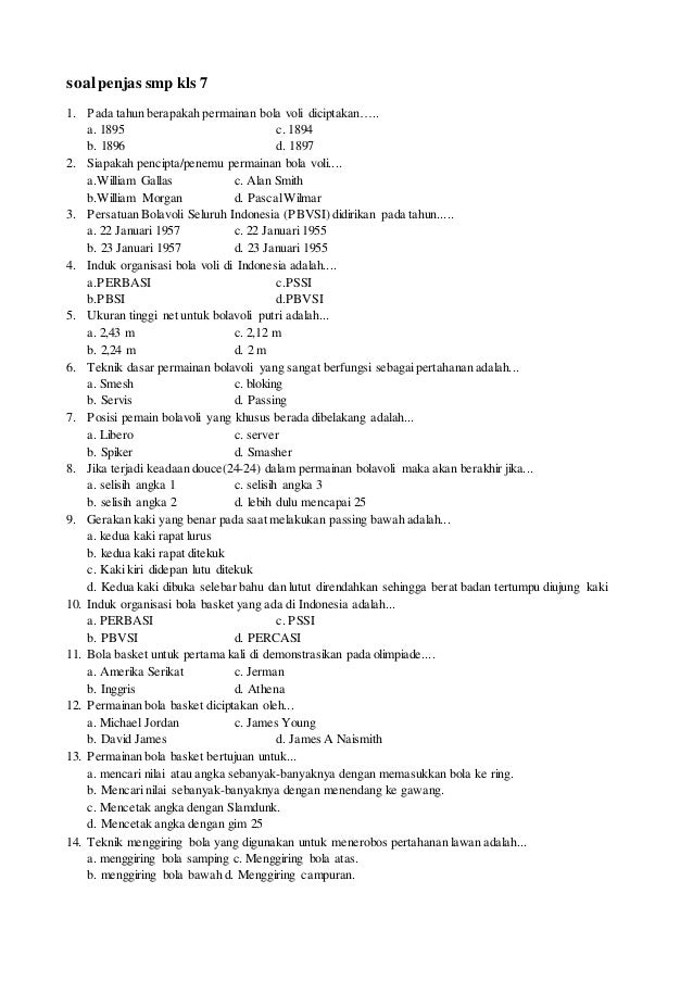 Detail Contoh Soal Bola Voli Nomer 16