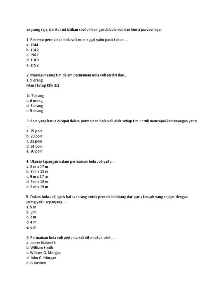 Detail Contoh Soal Bola Voli Nomer 5