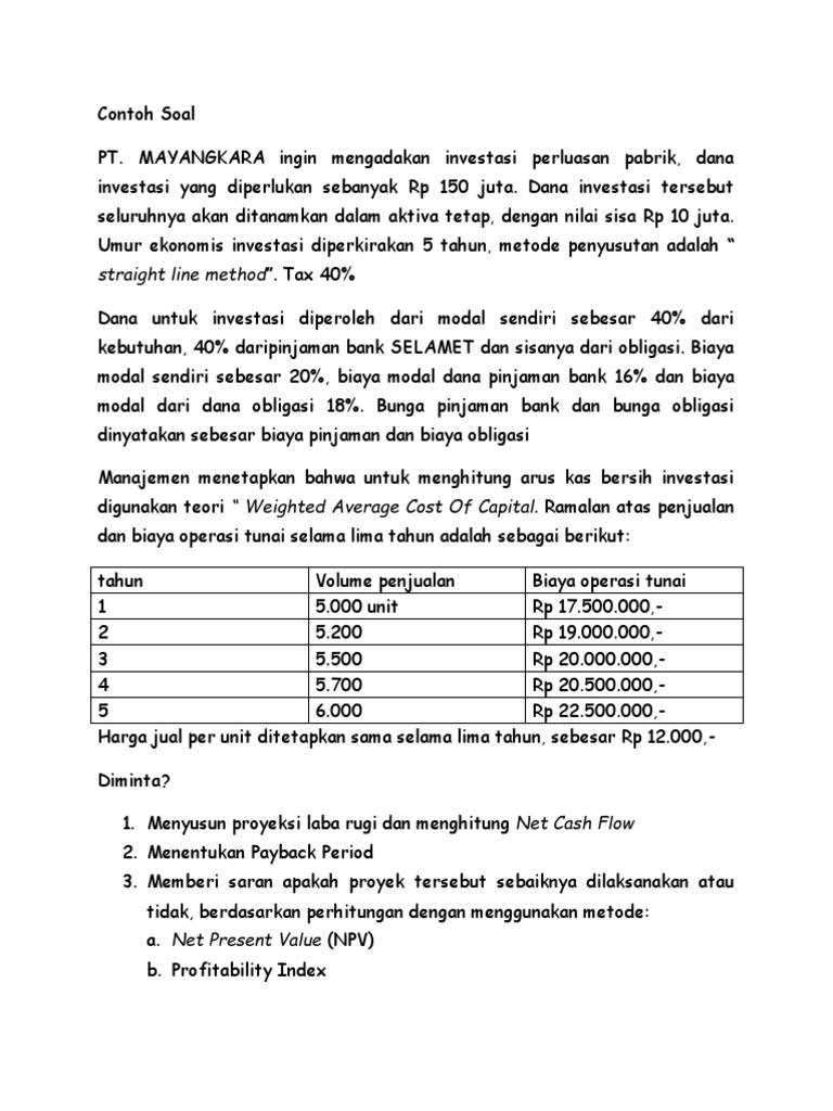 Detail Contoh Soal Capital Budgeting Nomer 57