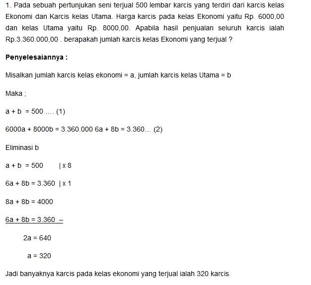 Detail Contoh Soal Cerita Persamaan Linear Dua Variabel Nomer 18