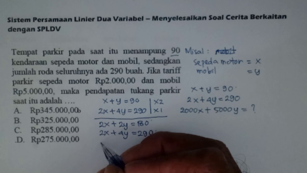 Detail Contoh Soal Cerita Persamaan Linear Dua Variabel Nomer 45