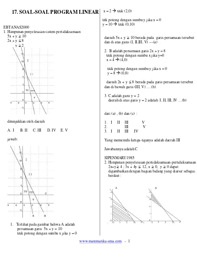 Detail Contoh Soal Cerita Program Linear Nomer 26