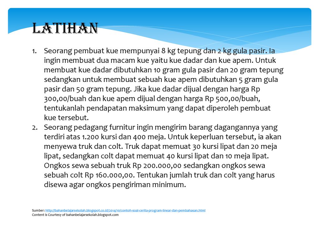 Detail Contoh Soal Cerita Program Linear Nomer 27