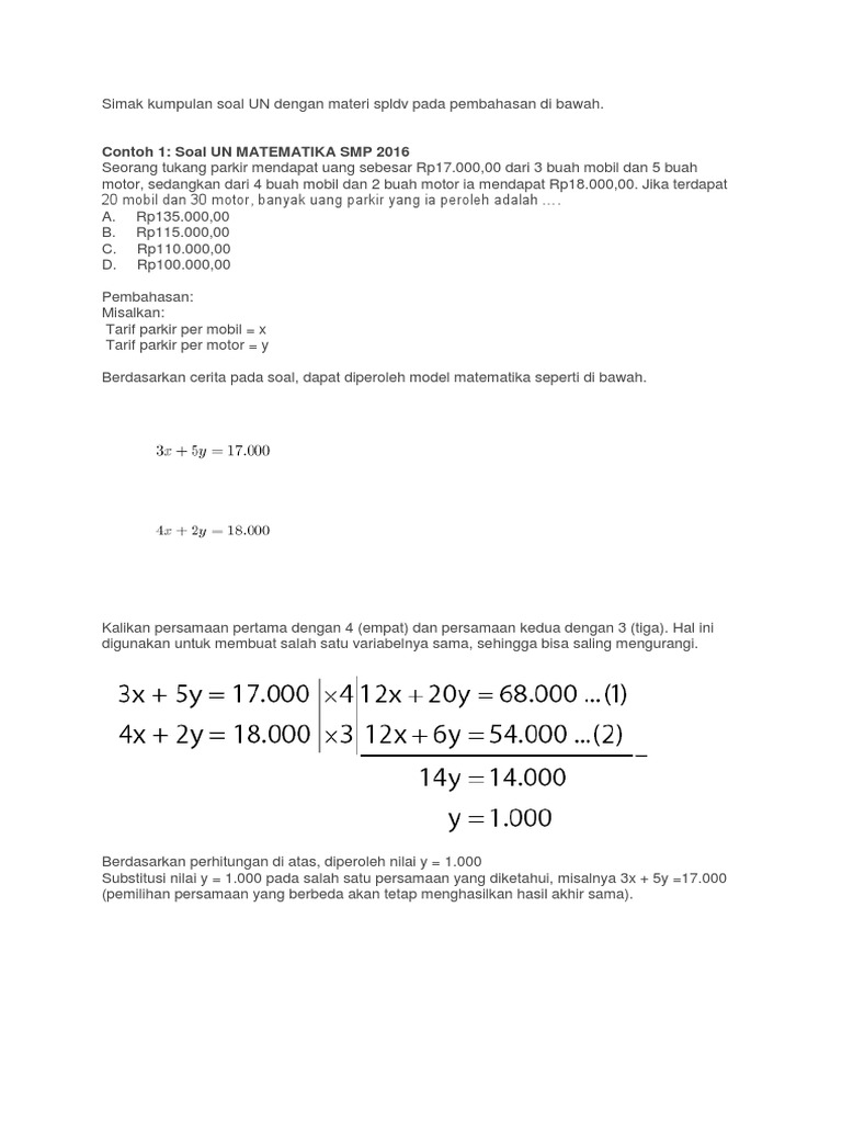 Detail Contoh Soal Cerita Spldv Nomer 33