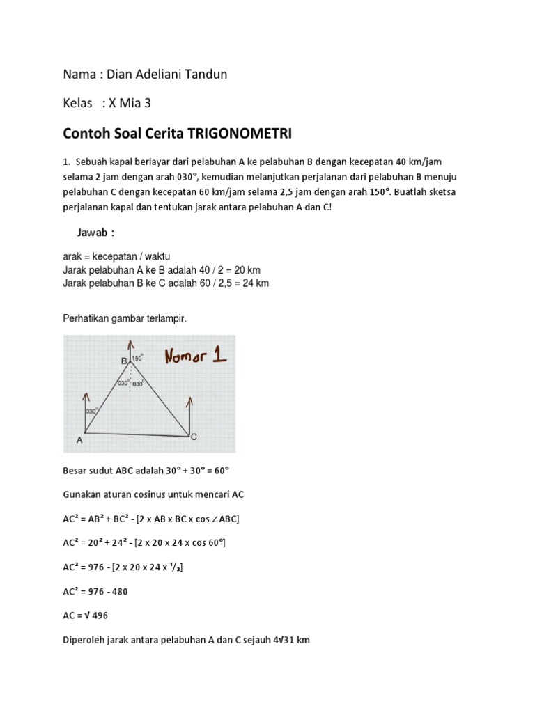 Detail Contoh Soal Cerita Trigonometri Nomer 50